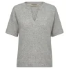 Billie Split Neck Knit Grey Melange