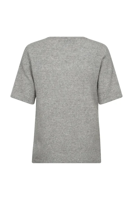 Billie Split Neck Knit Grey Melange