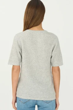 Billie Split Neck Knit Grey Melange