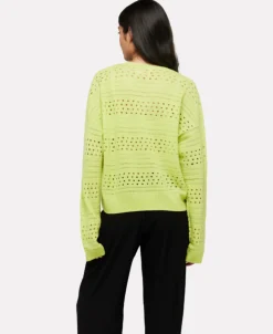 Clare Open Pointelle Crew Lime