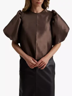 Cleo Puff Sleeve Top Chocolate