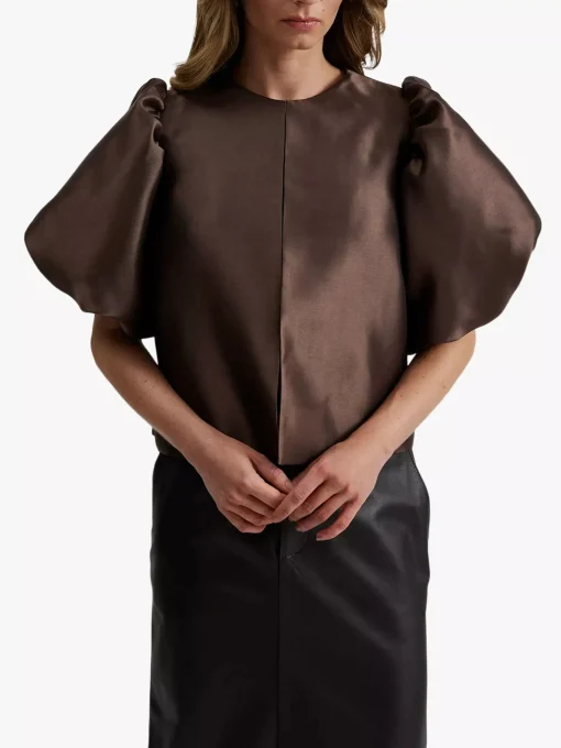Cleo Puff Sleeve Top Chocolate