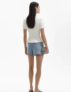 Cream Crepe Embellished Top