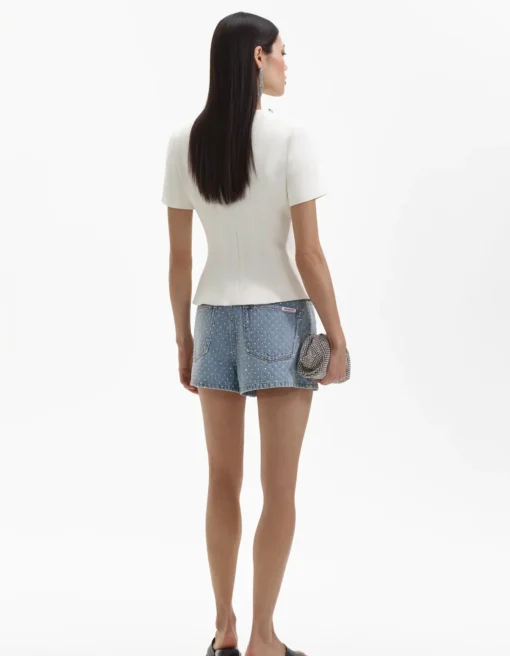 Cream Crepe Embellished Top