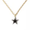 Diamond & Black Enamel Chunky Star Necklace