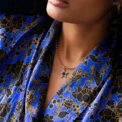 Diamond & Black Enamel Chunky Star Necklace
