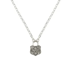 Diamond & Silver Chunky Lock Necklace
