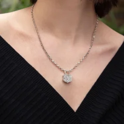 Diamond & Silver Chunky Lock Necklace