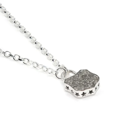 Diamond & Silver Chunky Lock Necklace