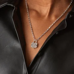 Diamond & Silver Chunky Lock Necklace