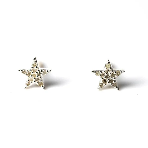Diamond & Silver Star Studs