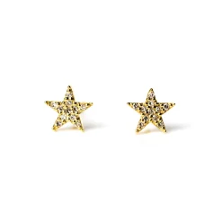 Diamond & Yellow Gold Star Studs