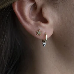 Diamond & Yellow Gold Star Studs