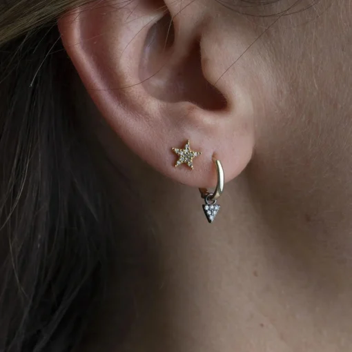 Diamond & Yellow Gold Star Studs