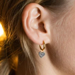 Diamond Heart Hoops