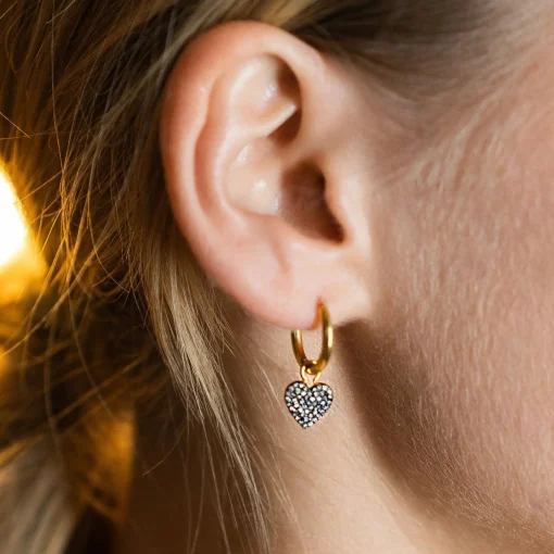 Diamond Heart Hoops