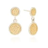 Double Circle Drop Earrings Gold