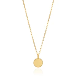 Dumortierite Round Pendant Necklace Gold