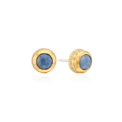 Dumortierite Stud Earrings Gold