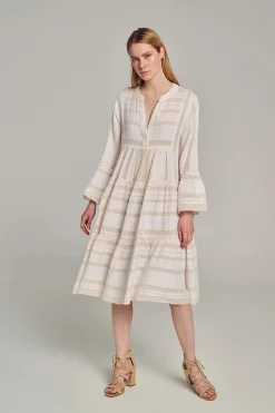 Ella Midi Dress Ecru/Off-White