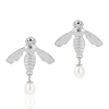 Flying Bee Stud Earrings Silver