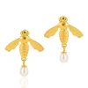 Flying Bee Stud Earrings Gold