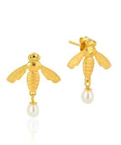 Flying Bee Stud Earrings Gold