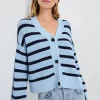 Geneva Cardigan Sky Navy Stripe