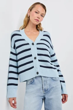 Geneva Cardigan Sky Navy Stripe