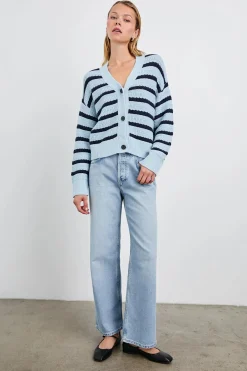 Geneva Cardigan Sky Navy Stripe
