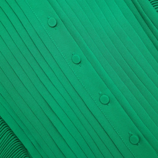 Green Chiffon Sleeveless Ruffle Midi Dress