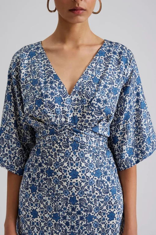 Juno V-Neck Satin Midi Dress
