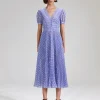 Lilac Polka Print Chiffon Dress