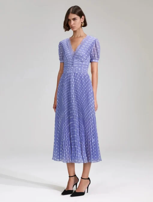 Lilac Polka Print Chiffon Dress