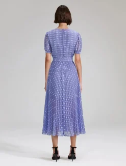Lilac Polka Print Chiffon Dress