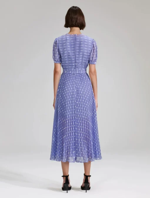 Lilac Polka Print Chiffon Dress