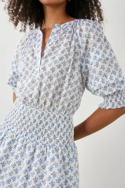 Milana Dress White Blue Ivy