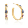 Multi Stone Hoop Earrings