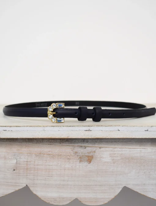 Narrow Belt Leather Navy