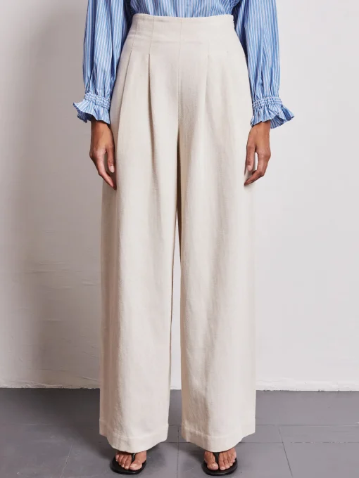 Nellie High Waisted Palazzo Ecru