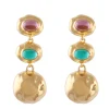 Oval Cabochon Dangling Earrings