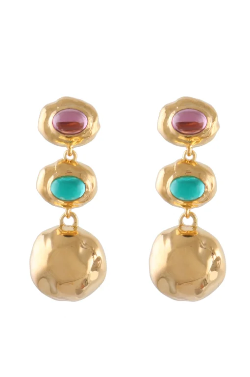 Oval Cabochon Dangling Earrings