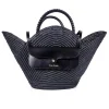 Panier Petal Basket Raffia Black