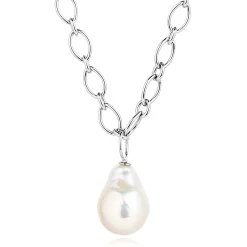 Pearl Power Chain Necklace Silver