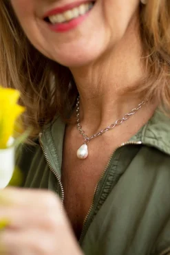 Pearl Power Chain Necklace Silver