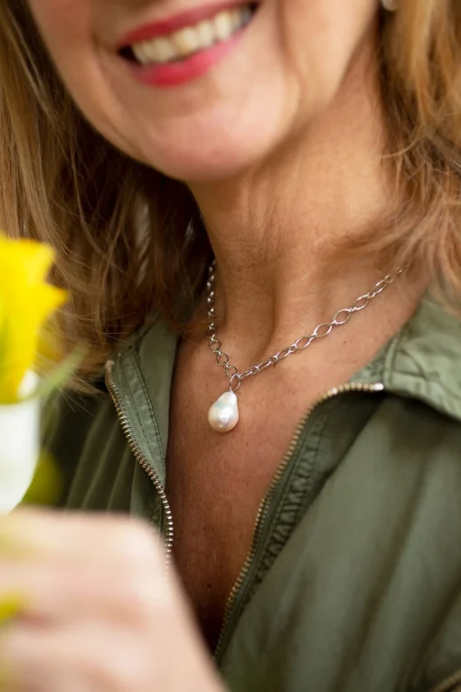 Pearl Power Chain Necklace Silver