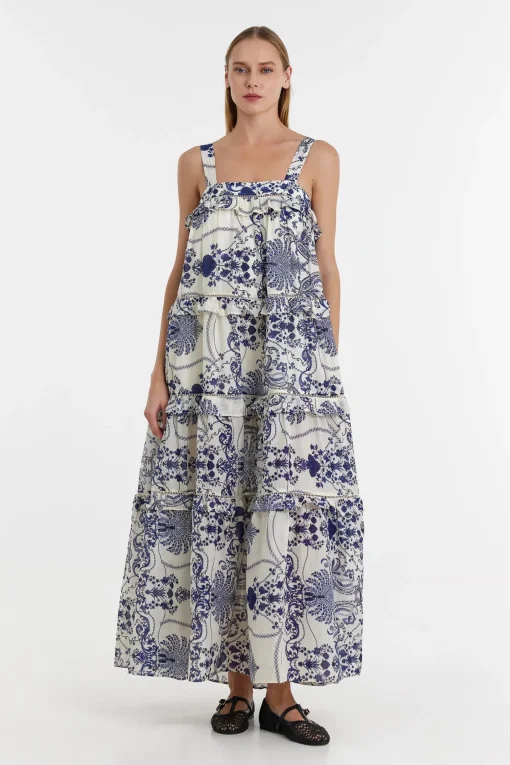 Reggina Maxi Dress Blue/Off-White