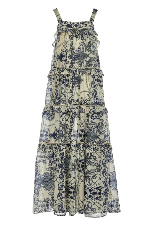 Reggina Maxi Dress Blue/Off-White