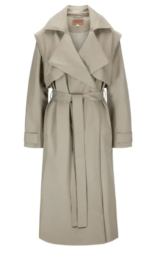 Regndrape Trench Coat Taupe Pinstripe