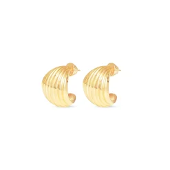 Ridged Fan Hoops Gold